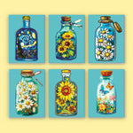 Load image into Gallery viewer, Floral Bottles Mini Paint by Numbers
