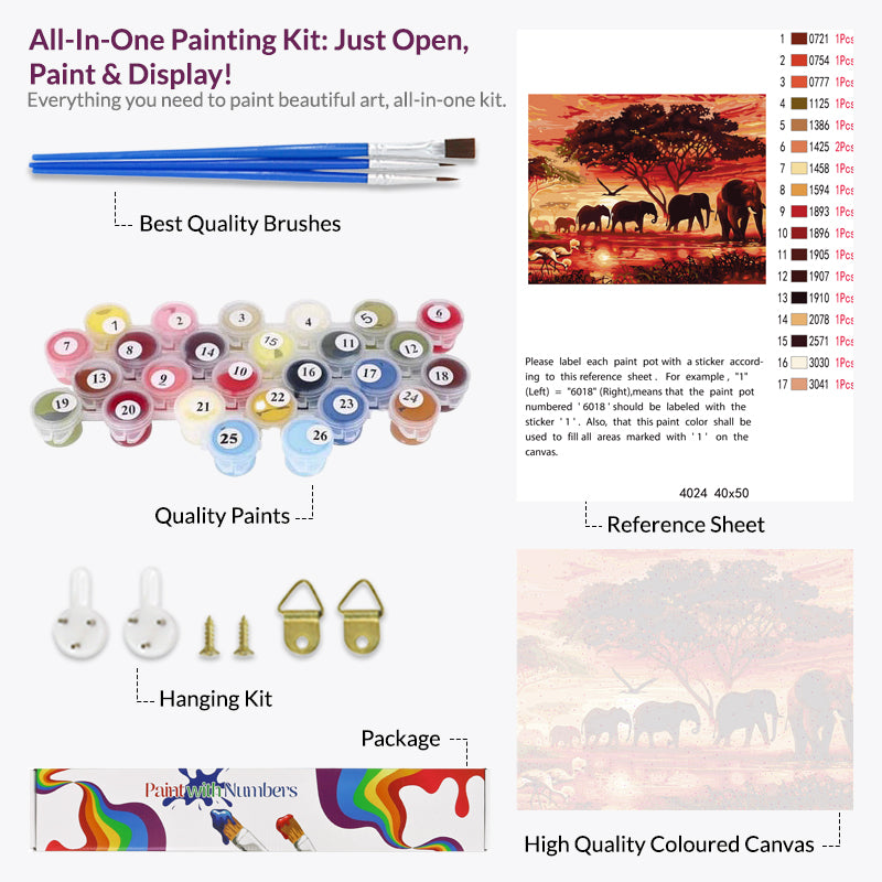 African Elephant, Paint By Numbers