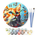 Load image into Gallery viewer, Colorful Cat Portrait Paint by Numbers Clock Kit
