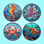 Load image into Gallery viewer, Colorful Marine Life 4-Piece Paint by Numbers Placemat
