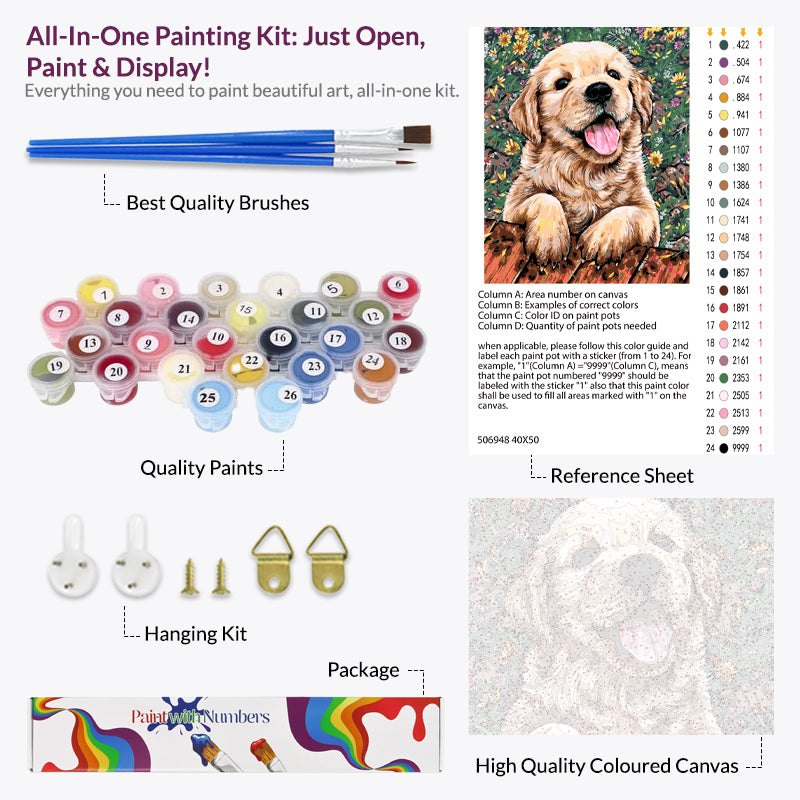 Cute Dog Puppy, Paint by Numbers