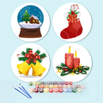Load image into Gallery viewer, Holiday Bells &amp; Candles 4-Pieces Paint by Numbers Placemat
