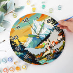 Load image into Gallery viewer, Mountain Landscape Paint by Numbers Clock Kit
