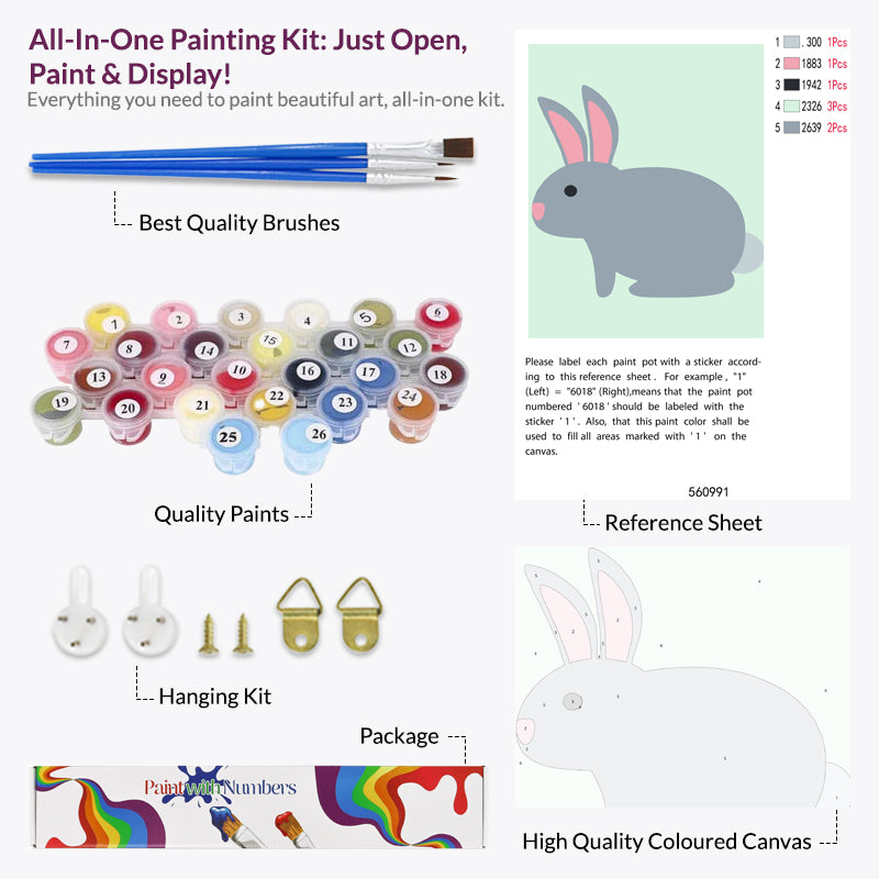 Rabbit Paint by Numbers - Paint With Numbers Canada