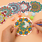 Load image into Gallery viewer, Rainbow Mandala Paint by Numbers Coasters
