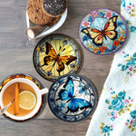 Load image into Gallery viewer, Stained Glass Butterfly Paint by Numbers Coasters
