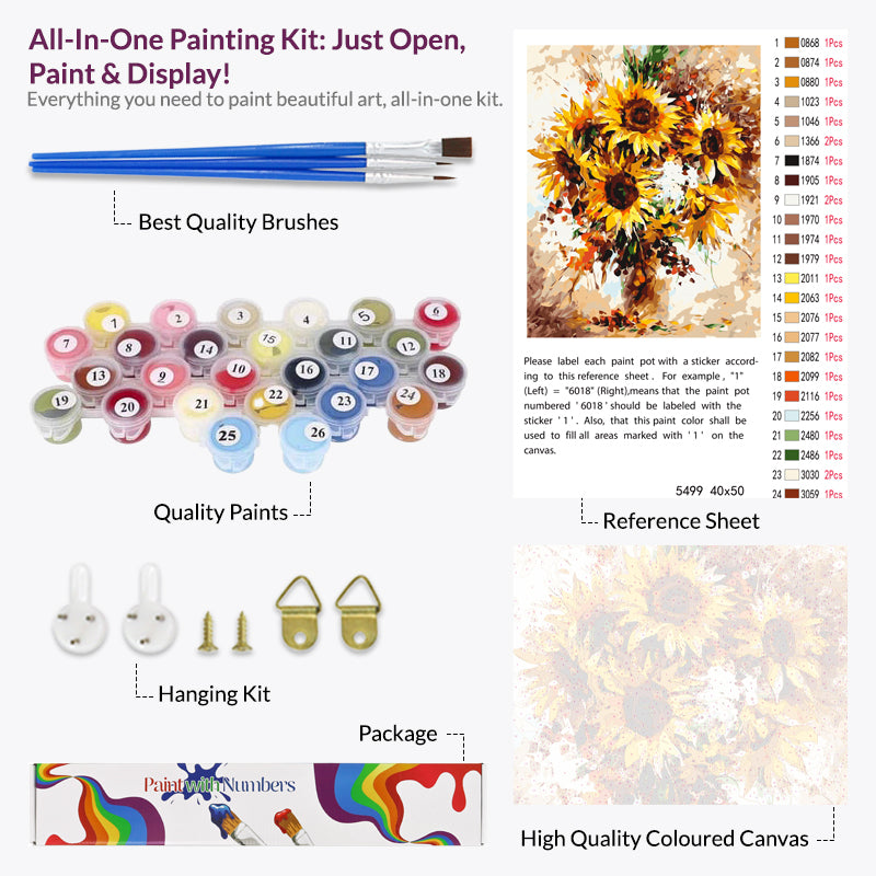 Sunflower Burst Paint by Numbers