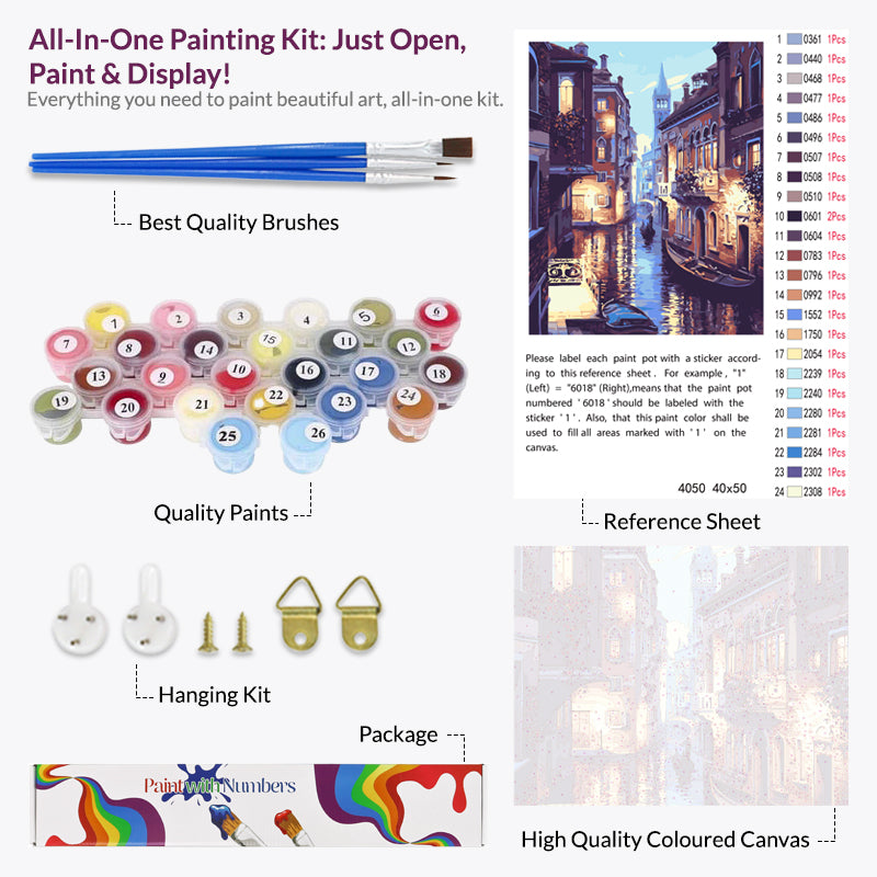 Venice Night, Unique Paint By Numbers Kit