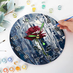 Load image into Gallery viewer, Winter Rose Paint by Numbers Clock Kit
