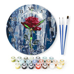 Load image into Gallery viewer, Winter Rose Paint by Numbers Clock Kit
