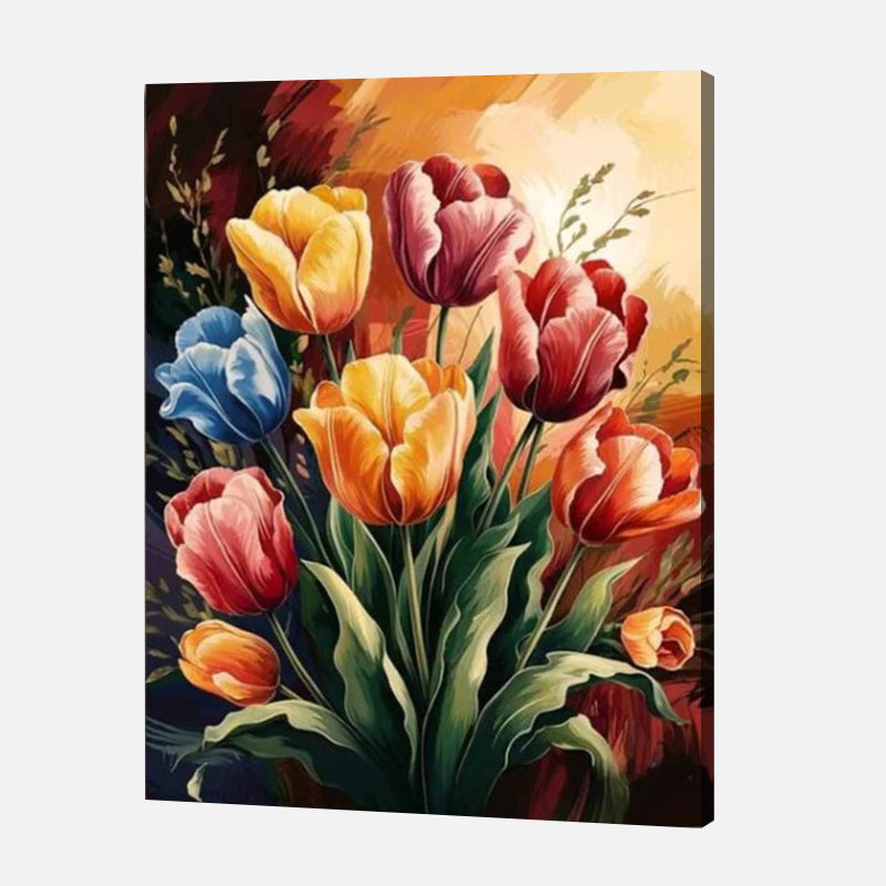 Sunset Tulip Garden Paint by Numbers