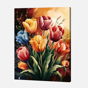 Sunset Tulip Garden Paint by Numbers
