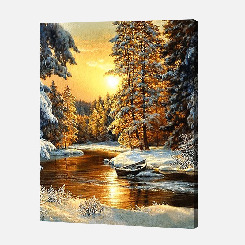 Golden Winter Glow Paint by Numbers