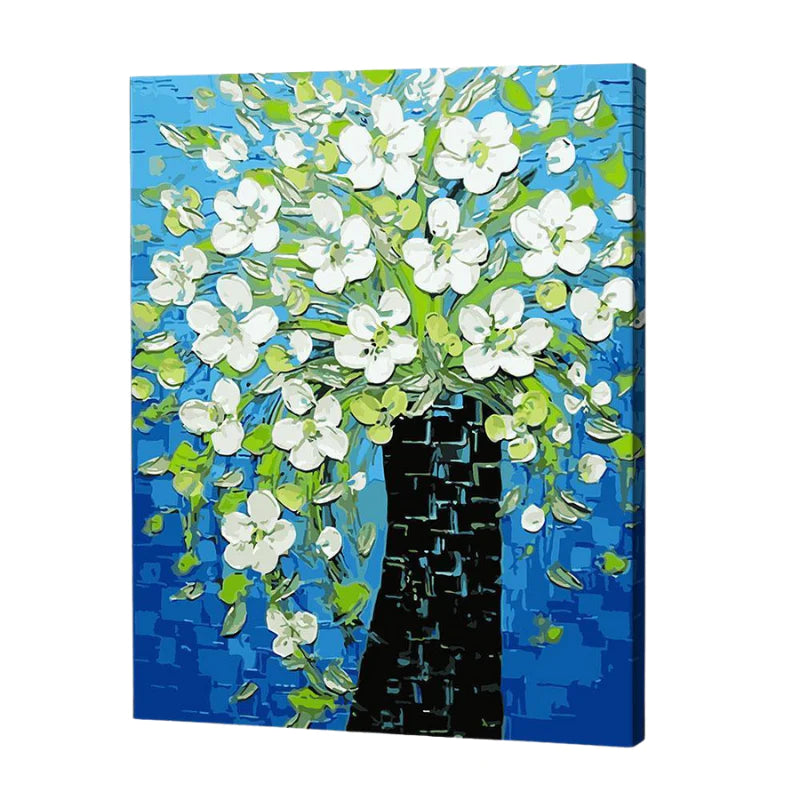 White Blossoms, Paint by Numbers