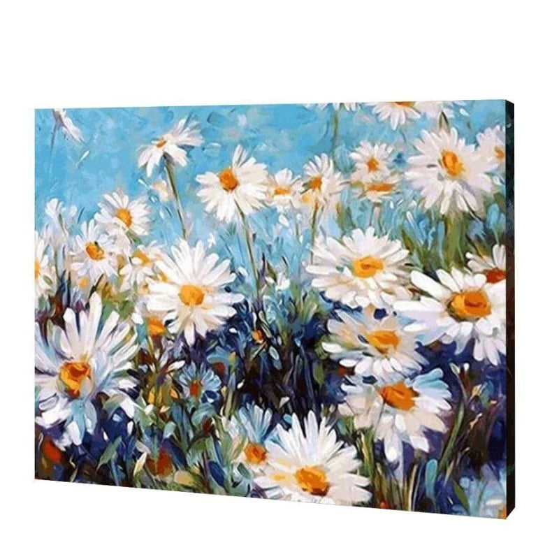 White Daisies, Paint by Numbers  alt tag: