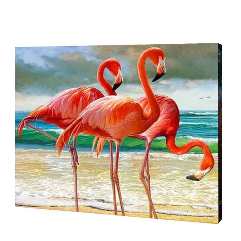 Beach & Flamingos, Paint with Diamonds