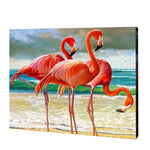 Load image into Gallery viewer, Beach &amp; Flamingos, Paint with Diamonds
